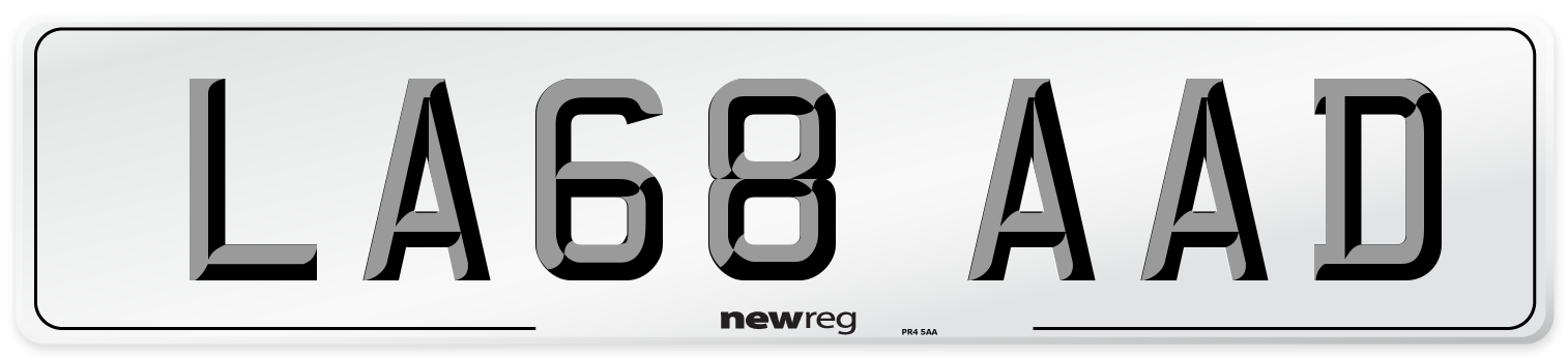 LA68 AAD Number Plate from New Reg